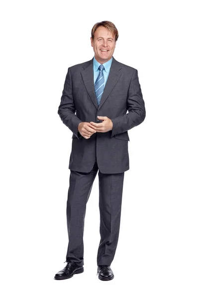 Success is a good look for him. Studio portrait of a well-dressed businessman isolated on white. — Stock Photo, Image