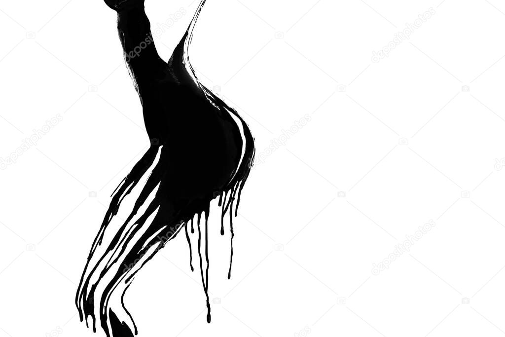 Shake it off. Black paint outlining a womans body.