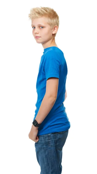 Hes got confidence. Cropped studio portrait of a blond teenage boy against a white background. — Stock Photo, Image