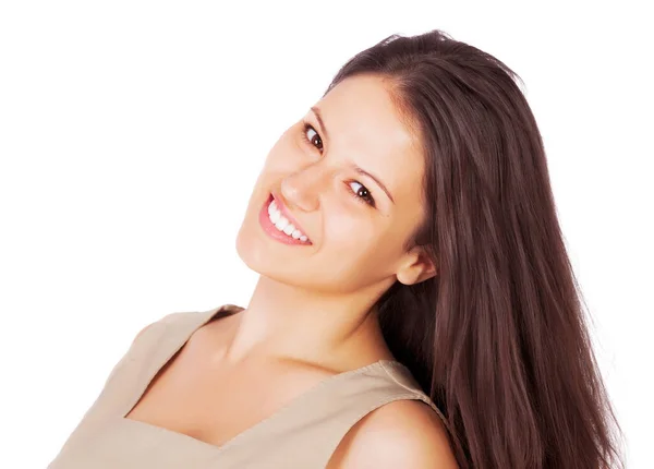 Todo es más fácil con una sonrisa. Una joven empresaria sonriendo mientras está aislada en blanco. —  Fotos de Stock