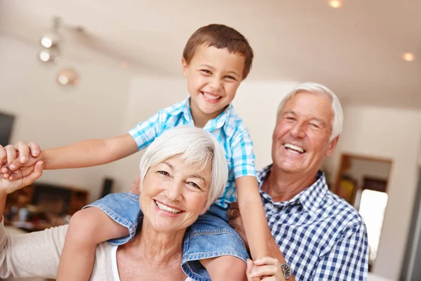 Grandchildren are a blessing. Cropped shot of a young boy with his grandparents. — Stock Photo, Image