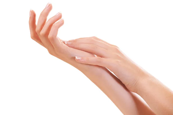 Specialiserad handbehandling. Beskuren bild av en kvinnas händer. — Stockfoto