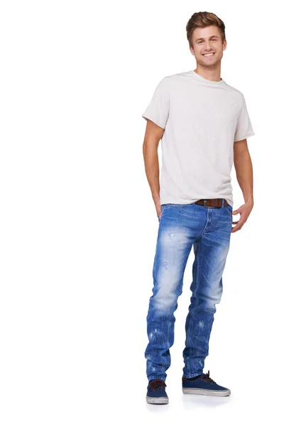 Casual and handsome. Full length portrait of a happy young man dressed casually. — Stock Photo, Image