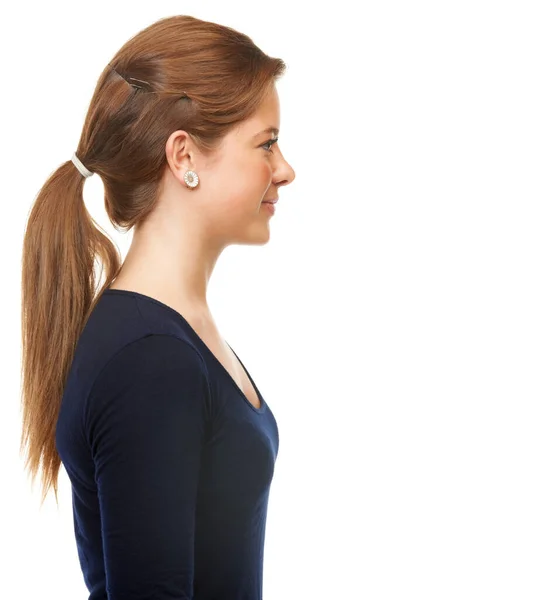 Simple y dulce. Estudio de una hermosa joven posando sobre un fondo blanco. —  Fotos de Stock