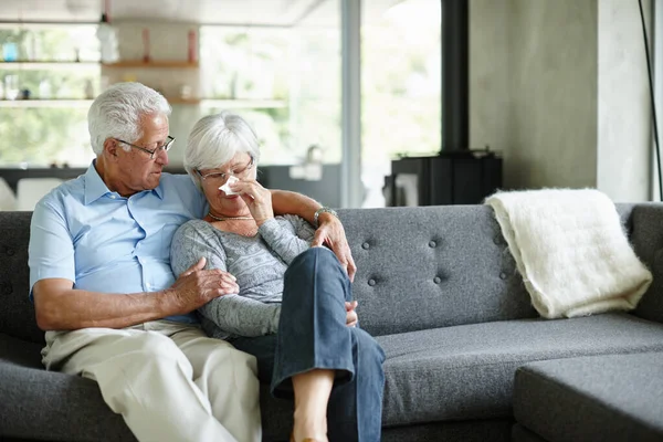 stock image I cant believe what happened. Shot of a senior man consoling his wife.