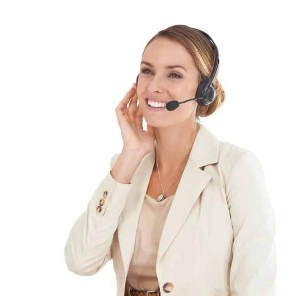 Friendly advice is a phone call away. An attractive customer support representative taking a call. — Stock Photo, Image