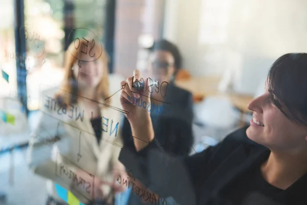 Sharing new ideas. Shot of businesswomen brainstorming in an office. — Stock Photo, Image