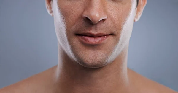 Those are lips any girl would want to kiss. Cropped image of a handsome mans mouth smiling. — Stock Photo, Image