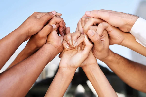 We are one. Cropped shot of a group of unrecognizable peoples hands. — Stock Photo, Image