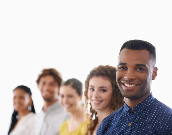 They make a great business team. Cropped shot of a group of smiling work colleagues. — Stock Photo, Image