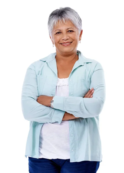 Mature lifestyle. Studio shot of a mature woman isolated on white. — Stock Photo, Image