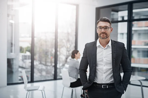 Im ready for success. Portrait of a handsome businessman standing in the boardroom during a meeting. — Stock Photo, Image