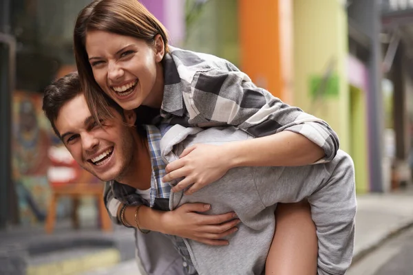 You are mine. A young couple outside. — Stock Photo, Image