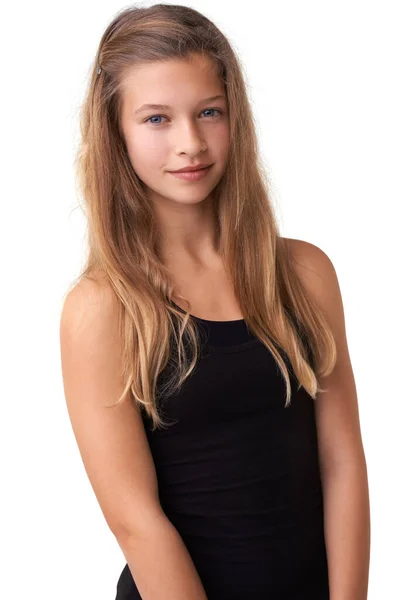 Shes a sweet young beauty. Cropped view of a fresh-faced young teen girl. — Stock Photo, Image