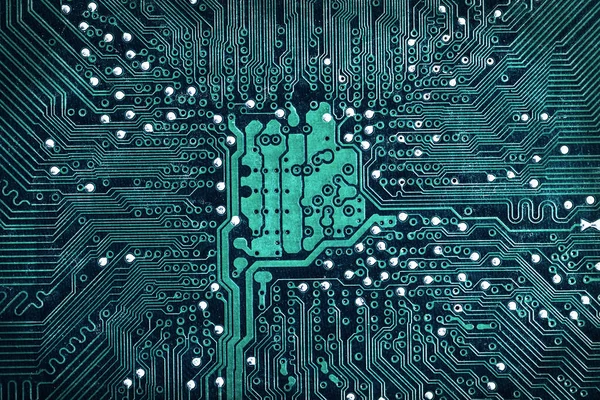 Behold the inside of your computer. Closeup image of a computer circuit board. — Stock Photo, Image
