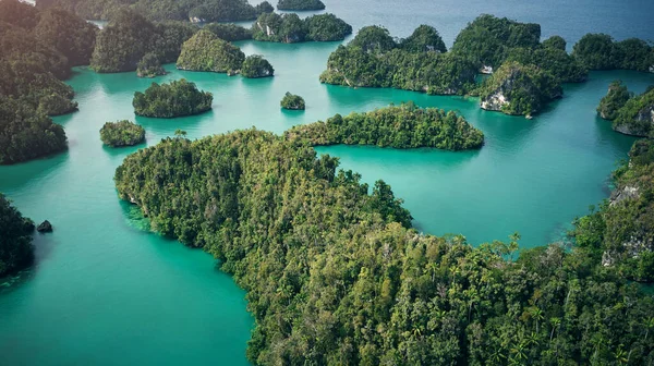 Zodra je het paradijs hebt ervaren, zal niets anders hetzelfde voelen. Hoge hoek opname van de prachtige eilanden van Indonesië. — Stockfoto