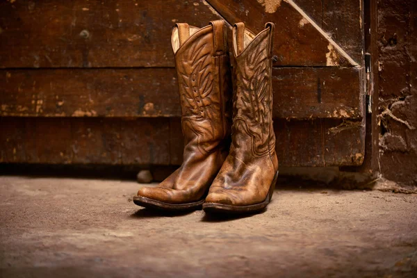The only footwear for a cowboy. Shot of a pair of cowboy boots. — Stock Photo, Image