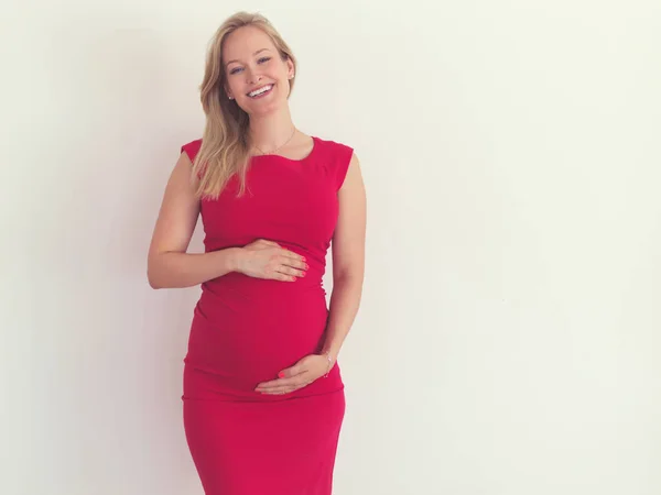 특별 한 느낌이야. 집에서 있는 아름답고 임신 한 젊은 여자의 모습을 찍은 사진. — 스톡 사진