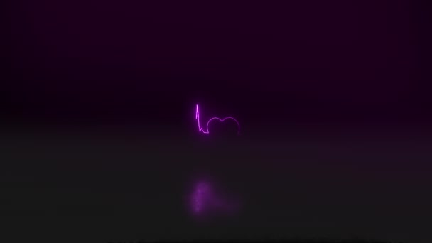Purple Digital Cgi Coração Bater Contra Fundo Preto Eletrocardiograma Animado — Vídeo de Stock