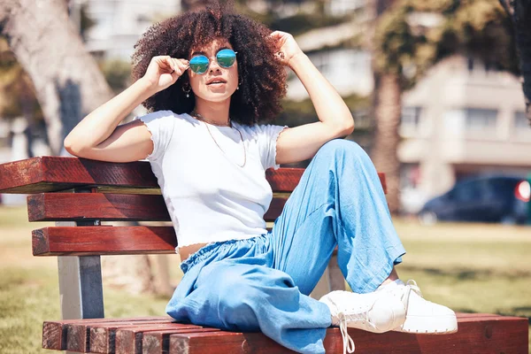 Young Stylish Mixed Race Woman Curly Afro Hair Wearing Trendy — Foto Stock