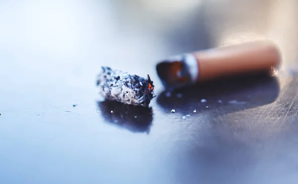 Closeup Dying Cigarette Butt Lying Floor Smoking Addictive Unhealthy May — ストック写真