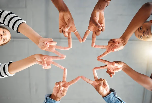 Group Businesspeople Making Star Shape Hands Together Office Work Business — 스톡 사진