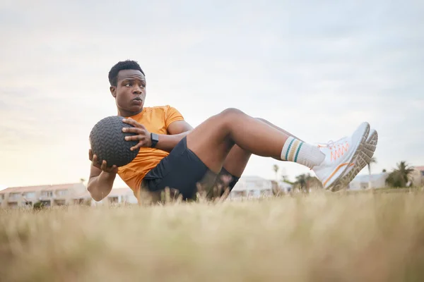 Sporty Man Exercising Working His Fitness African American Male Athlete — Foto Stock