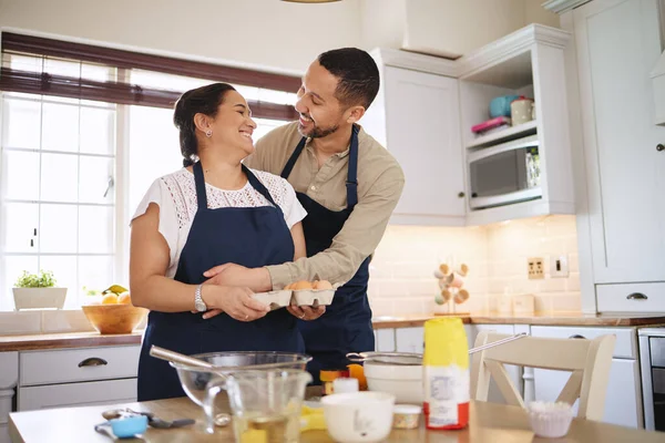 Shot Affectionate Couple Baking Together Home — Fotografia de Stock