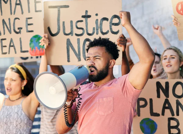 Cropped Shot Group Young People Protesting City — Stock fotografie