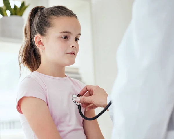 Shot Little Girl Getting Checkup Hospital —  Fotos de Stock