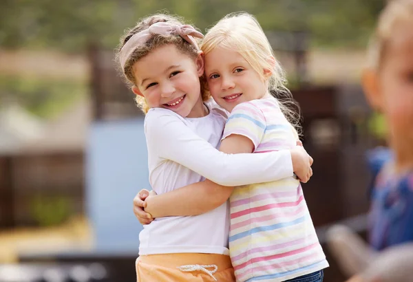 Shot Two Little Girls Standing Together — Foto Stock