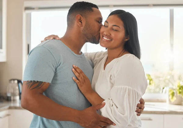 Shot Affectionate Couple Standing Together Home — Photo