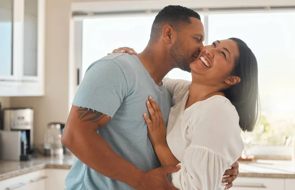 Shot Affectionate Couple Standing Together Home — Photo