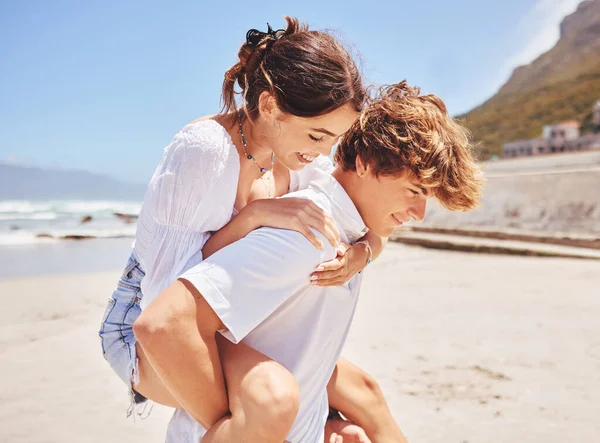 Shot Young Couple Spending Time Together Beach — Stockfoto