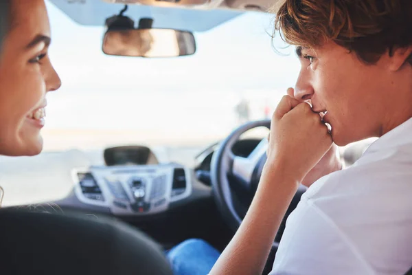 Shot Young Couple Taking Drive Together — Stockfoto