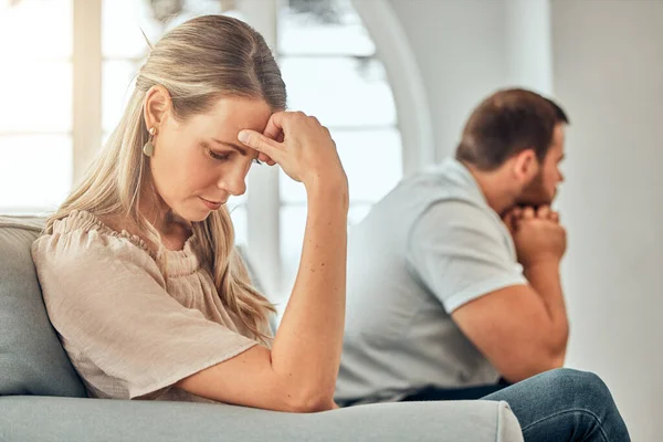 One Young Woman Feeling Frustrated Annoyed Argument Her Husband Wife — Photo