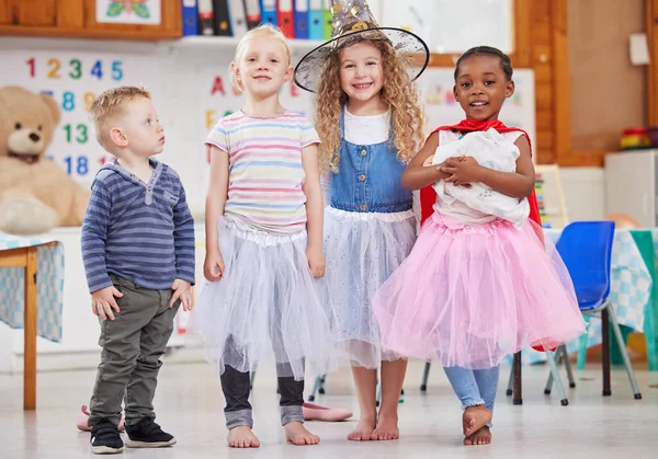 Shot Group Preschool Children Playing Dress Class —  Fotos de Stock
