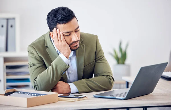 Cropped Shot Handsome Young Businessman Asleep His Desk Office — Stock Photo, Image
