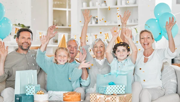 Cropped Portrait Happy Family Celebrating Birthday Together Home — Stock Fotó