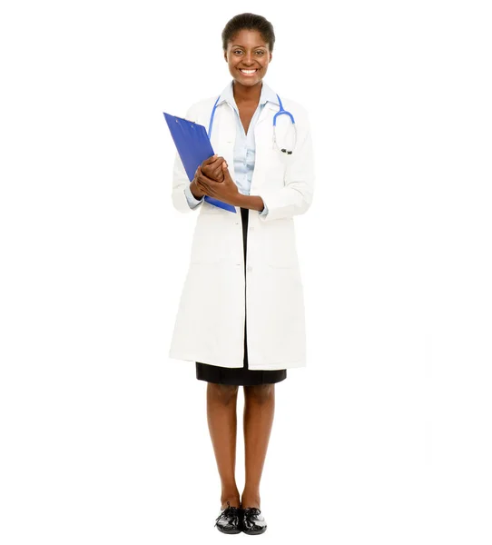 Studio Shot Confident Young Doctor Posing White Background — Stockfoto