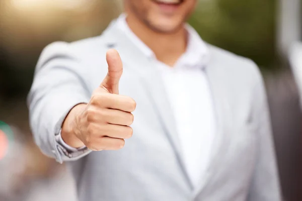 Shot Unrecognizable Businessperson Showing Thumbs — Stok fotoğraf