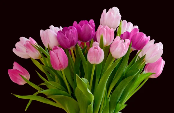Bouquet Fresh Tulips Flowers Table Empty House Fresh Summer Pink — Stock Fotó