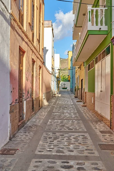 Empty Cobbled Street Rural European Tourist Town Quiet Narrow Alley — Stok fotoğraf