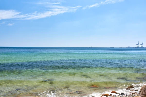 Landscape View Blue Ocean Clear Skies Horizon Warm Summer Day — Foto Stock