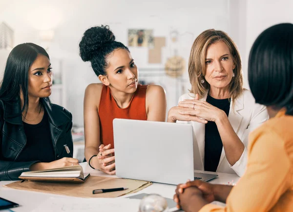 Shot Group Businesswomen Meeting Work — Stockfoto