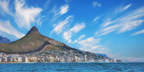 Copy Space Panorama Seascape Clouds Blue Sky Hotels Apartment Buildings — Stockfoto