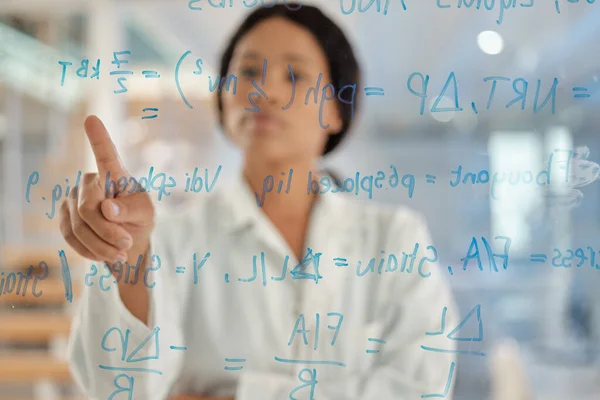 Shot Young Lab Tech Brainstorming Ideas Herself — Stock Photo, Image