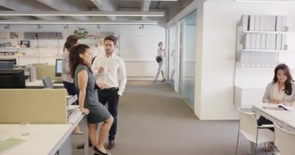 Vide Footage Diverse Group Businesspeople Looking Envious Office — Stockvideo