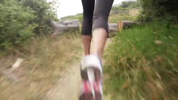 Video Footage Woman Jogging Dirt Path — ストック動画