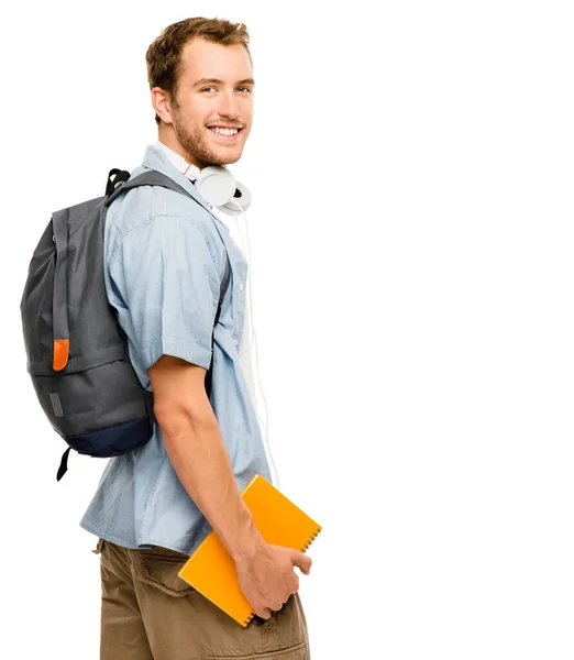 Shot Young Male Student Posing Studio Background Stock Picture